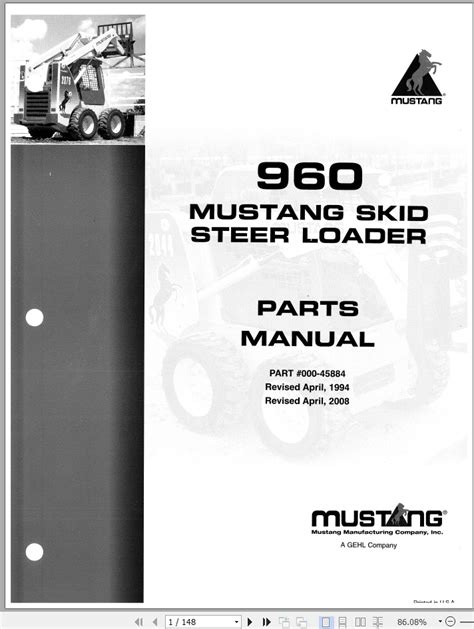 Mustang 960 SKID STEER Parts Diagrams 